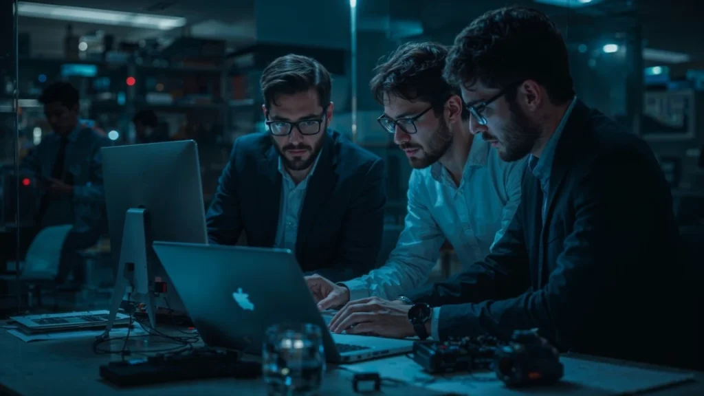 Cybersecurity team working on cyber security SEO case study for Yoav’s firm in 2025.